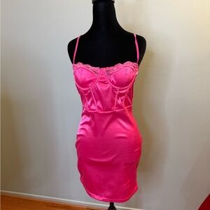 Pink Lace Trim Chemise Dress NWT Fashion Nova L